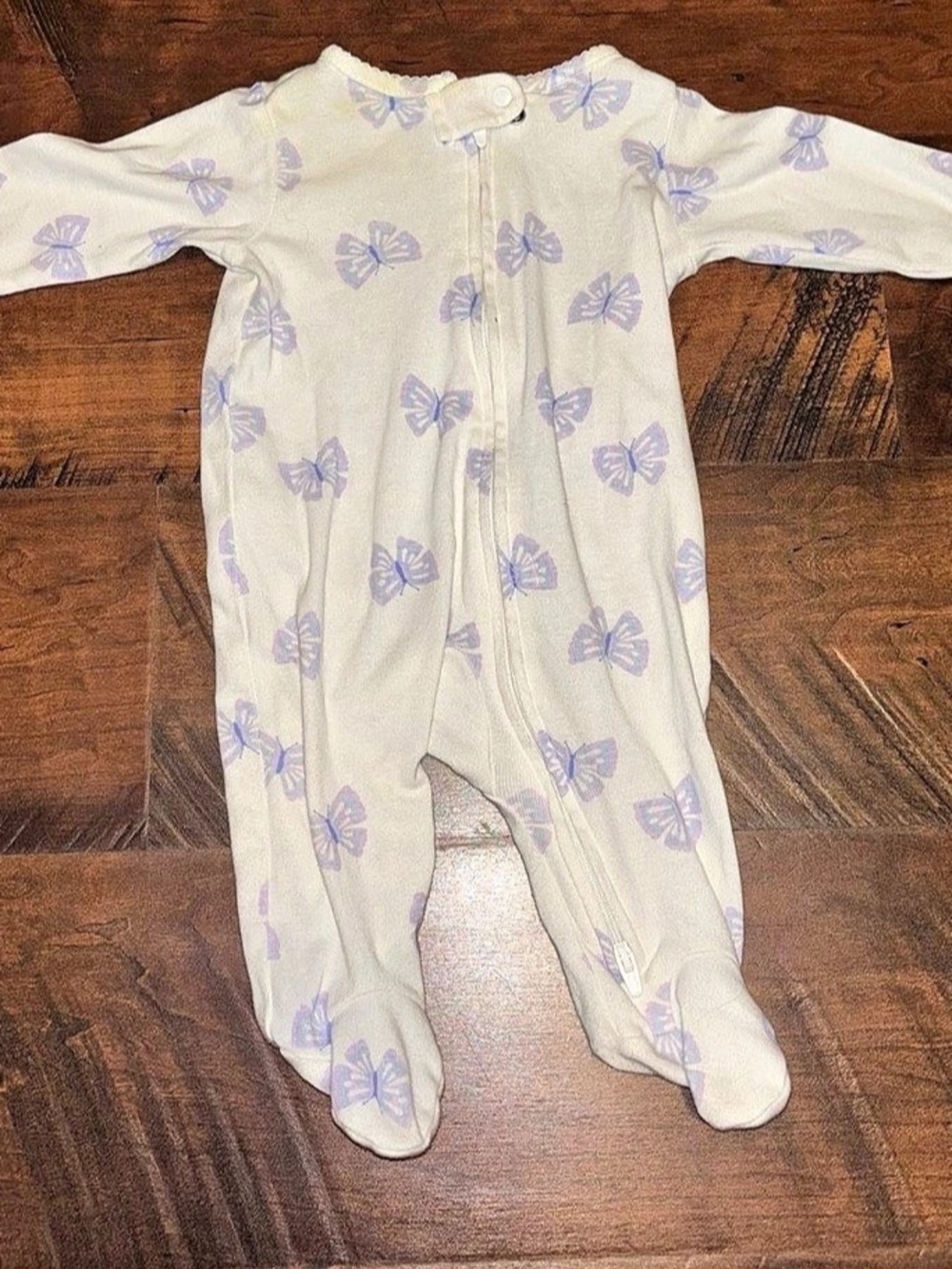 Carter's Floral Footie in White & Purple Baby 3M